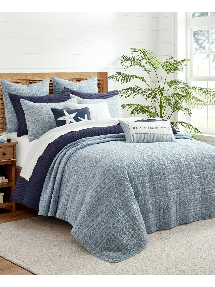 Комплект постельного белья Home Trintton Textured из 3 предметов, размер Full/Queen Levtex — изображение 2 из 5, синий