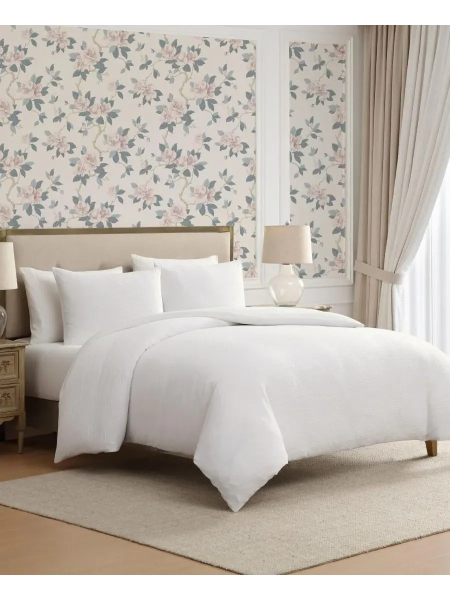 Комплект постельного белья из жатой марли, 3 предмета, размер Queen Laura Ashley — изображение 2 из 8, белый