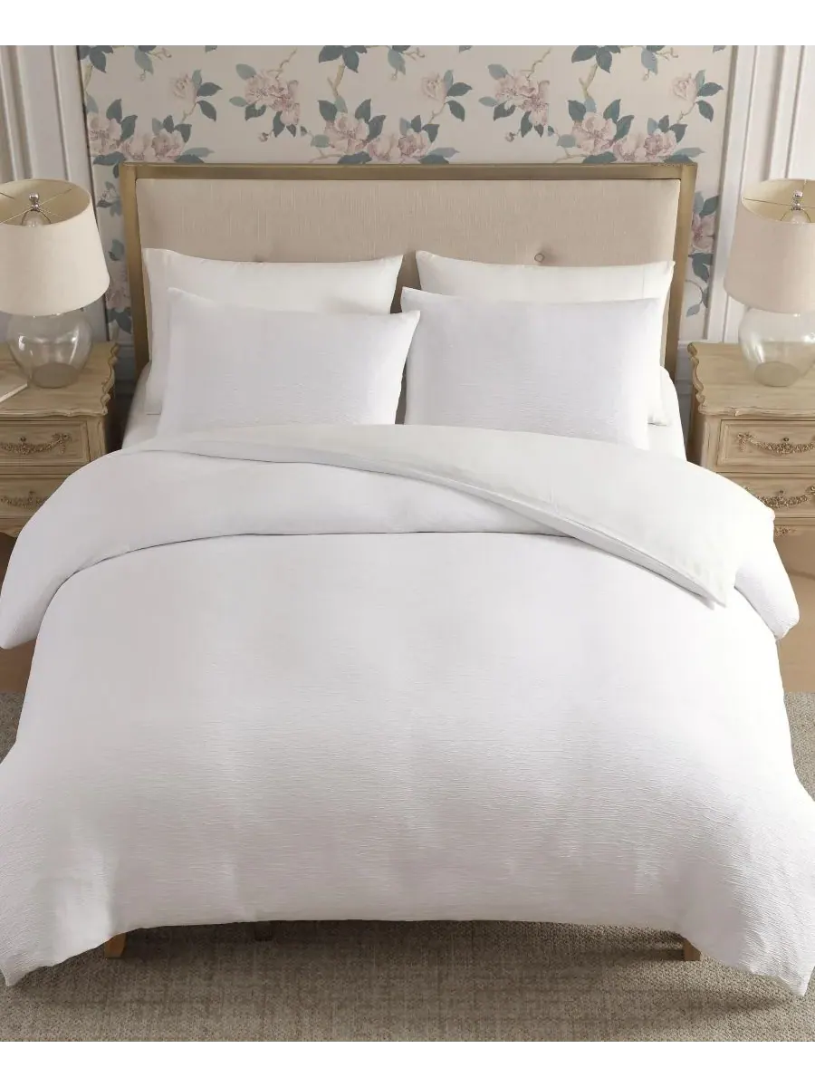 Комплект постельного белья из жатой марли, 3 предмета, размер Queen Laura Ashley — изображение 3 из 8, белый