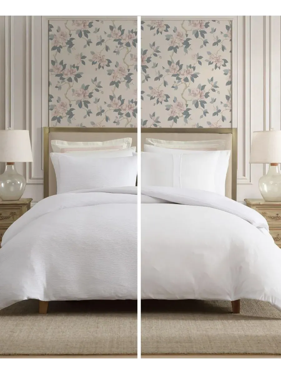 Комплект постельного белья из жатой марли, 3 предмета, размер Queen Laura Ashley — изображение 4 из 8, белый