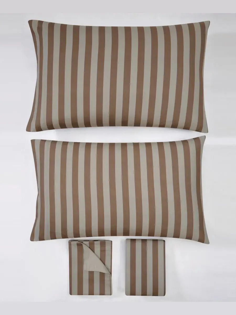 Комплект постельного белья Weston Stripe, 3 предмета, размер Twin XL Truly Soft — изображение 5 из 6, коричневый