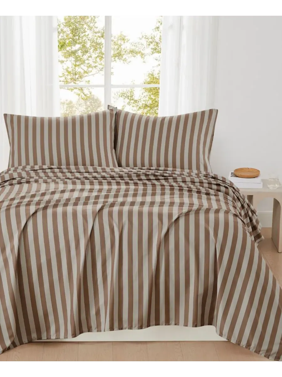Комплект постельного белья Weston Stripe, 3 предмета, размер Twin XL Truly Soft — изображение 6 из 6, коричневый