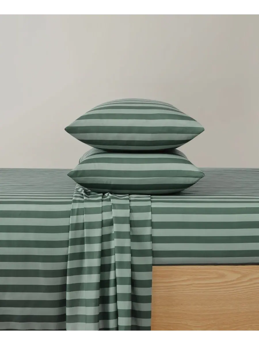 Комплект постельного белья Weston Stripe, 3 предмета, размер Twin XL Truly Soft — изображение 2 из 6, зеленый