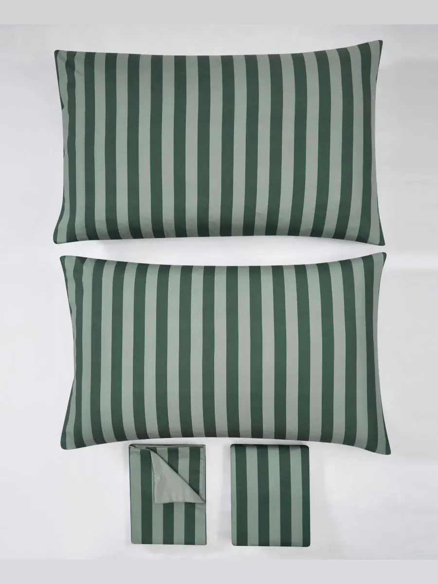 Комплект постельного белья Weston Stripe, 3 предмета, размер Twin XL Truly Soft — изображение 5 из 6, зеленый