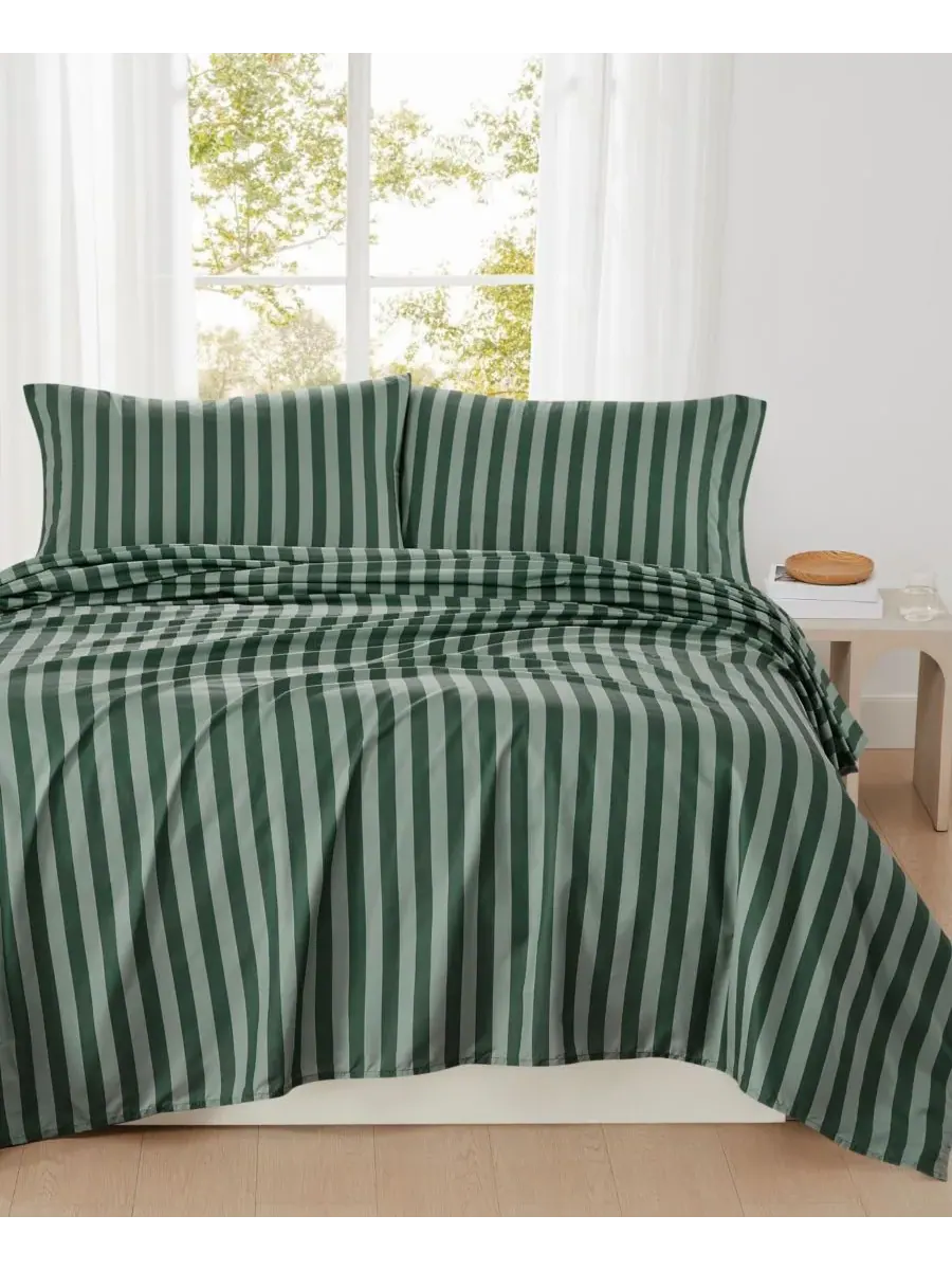 Комплект постельного белья Weston Stripe, 3 предмета, размер Twin XL Truly Soft — изображение 6 из 6, зеленый