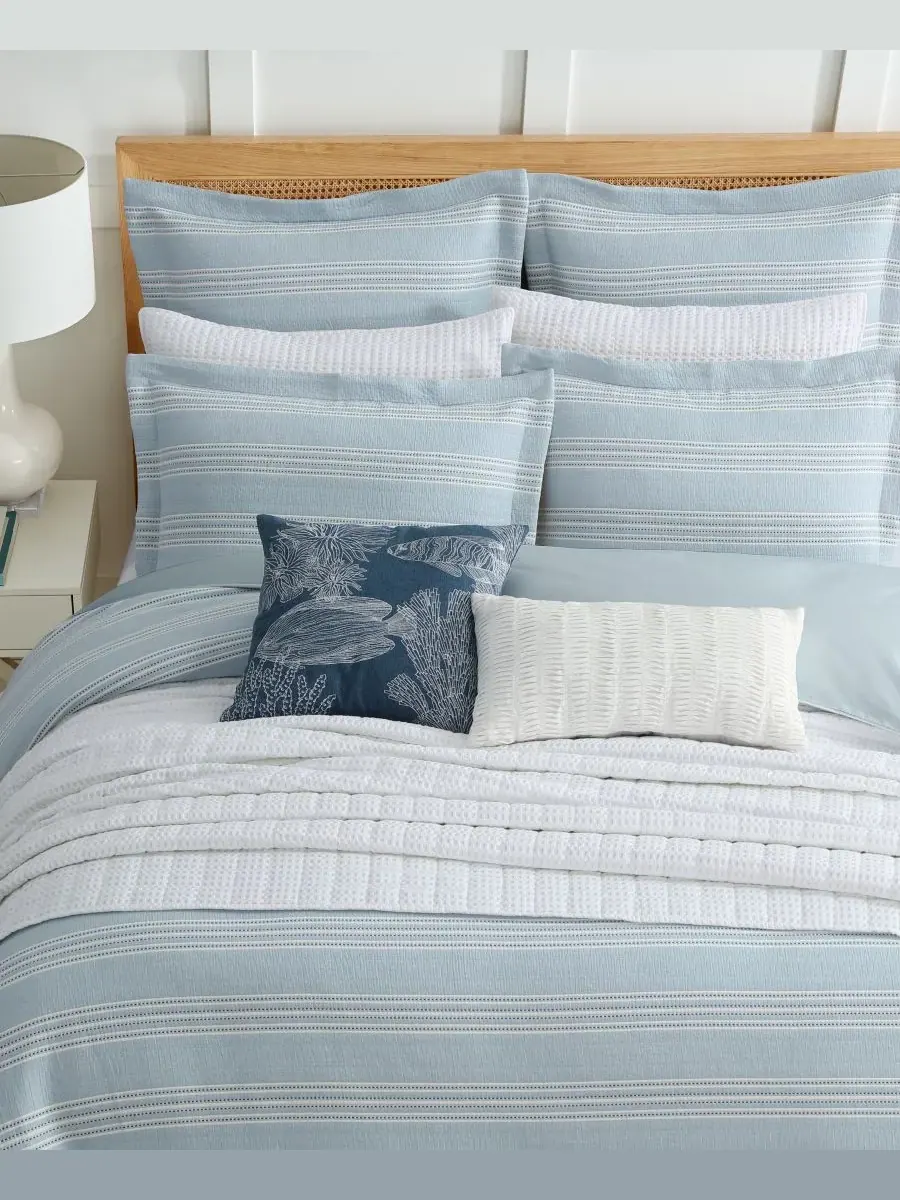 Комплекты постельного белья Home Clayton Stripes с текстурированной поверхностью Levtex — изображение 3 из 6, синий