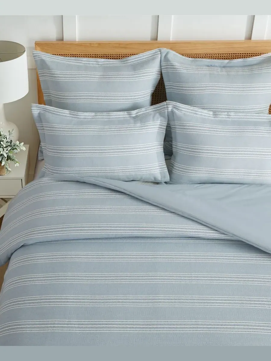 Комплекты постельного белья Home Clayton Stripes с текстурированной поверхностью Levtex — изображение 4 из 6, синий