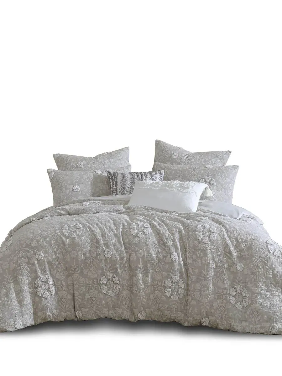 Комплект стеганого жаккардового одеяла Tacey Jacquard Riverbrook Home — изображение 2 из 9, серый