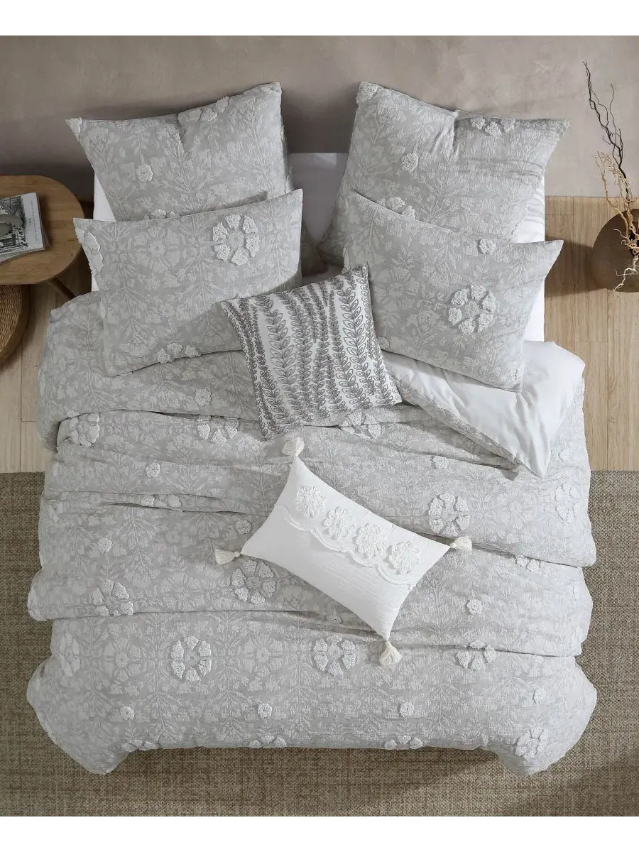 Комплект стеганого жаккардового одеяла Tacey Jacquard Riverbrook Home — изображение 5 из 9, серый