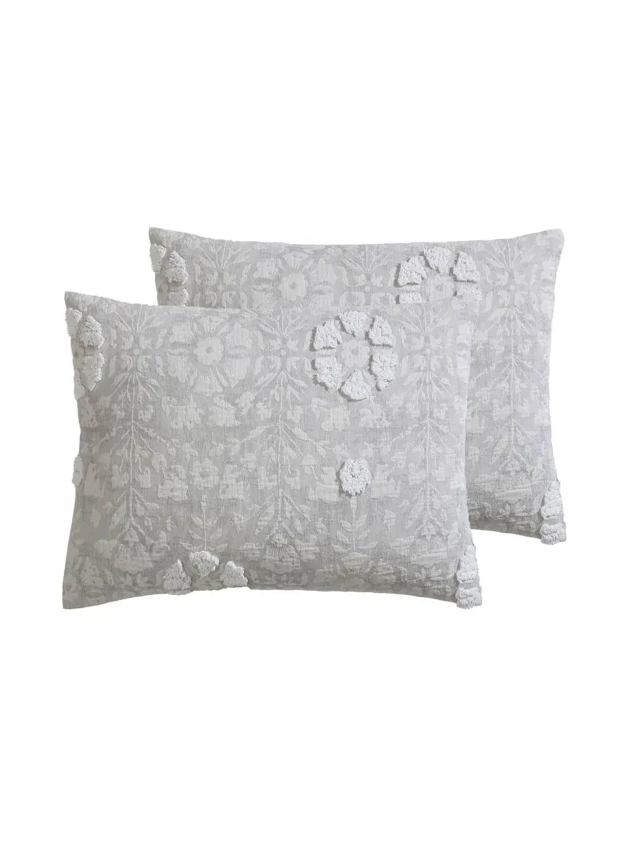 Комплект стеганого жаккардового одеяла Tacey Jacquard Riverbrook Home — изображение 7 из 9, серый
