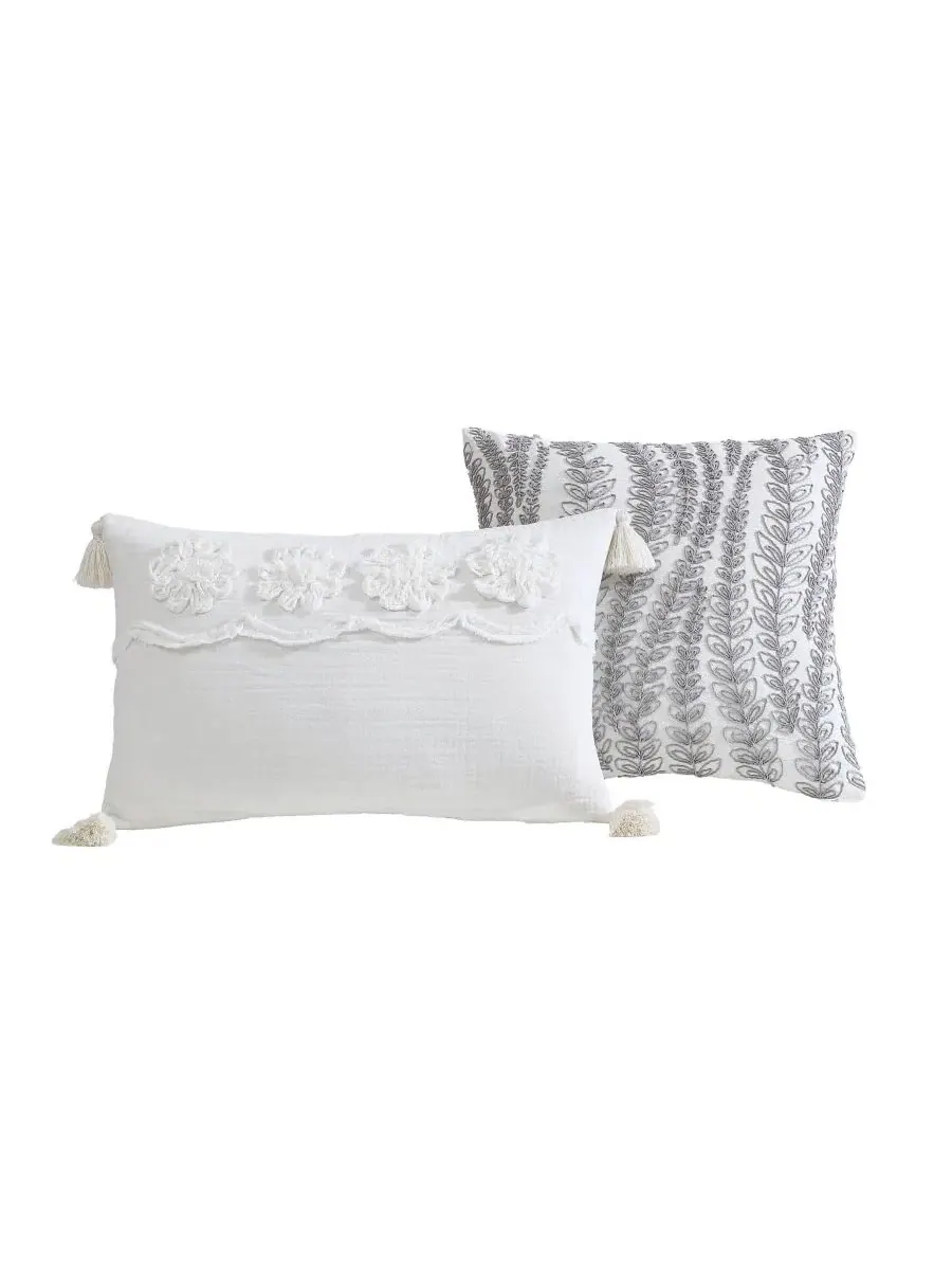 Комплект стеганого жаккардового одеяла Tacey Jacquard Riverbrook Home — изображение 8 из 9, серый