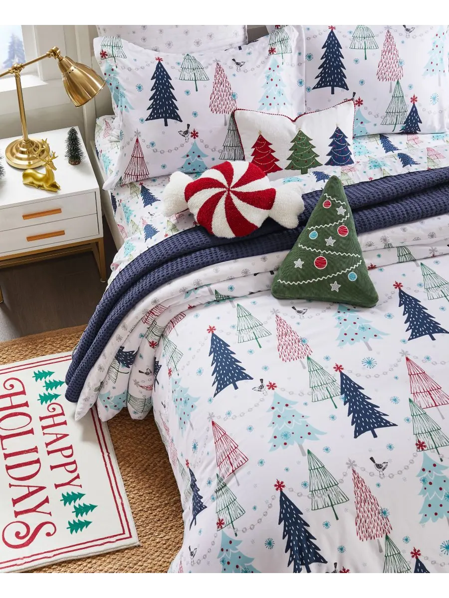 Двусторонний комплект постельного белья Merry Bright White Pine, 3 предмета, размер Full/Queen — изображение 3 из 5, синий