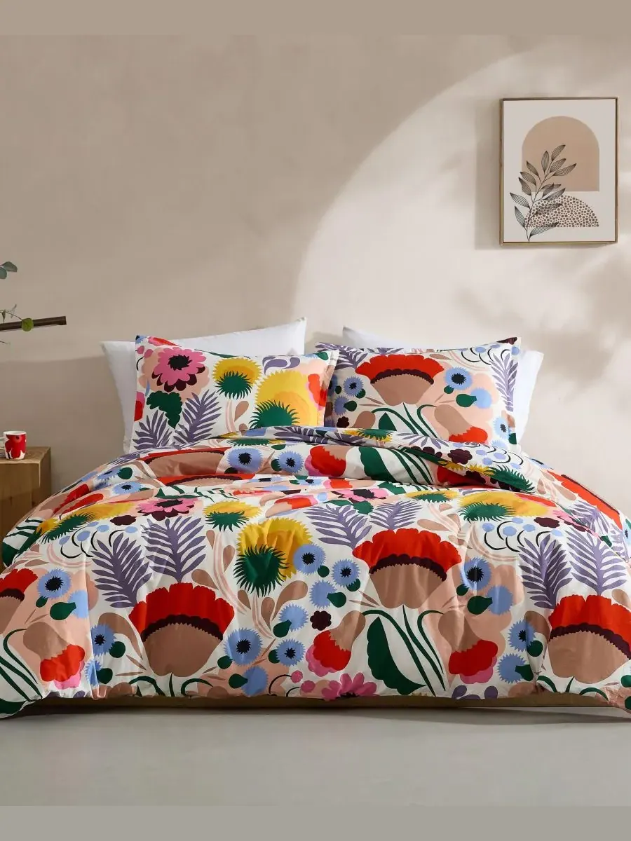Комплект постельного белья Ojakellukka из хлопкового перкаля Marimekko, мультиколор, размер