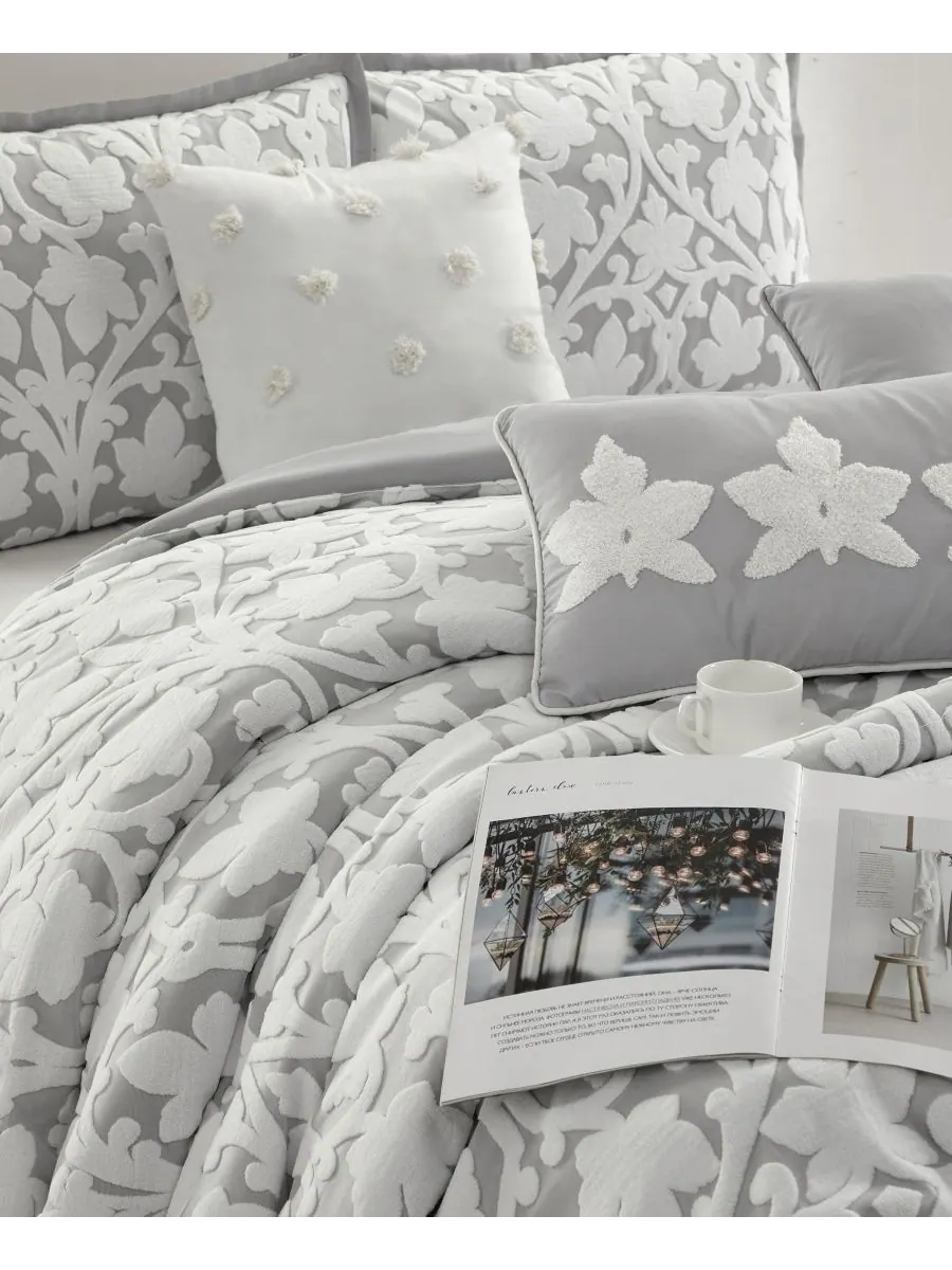 Комплект постельного белья adissa floral из 7 предметов, размер king Stratford Park — изображение 3 из 6, серый