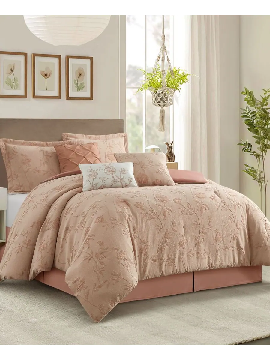 Комплект постельного белья kursia floral, 7 предметов, размер king. Stratford Park — изображение 2 из 5, пудровый розовый