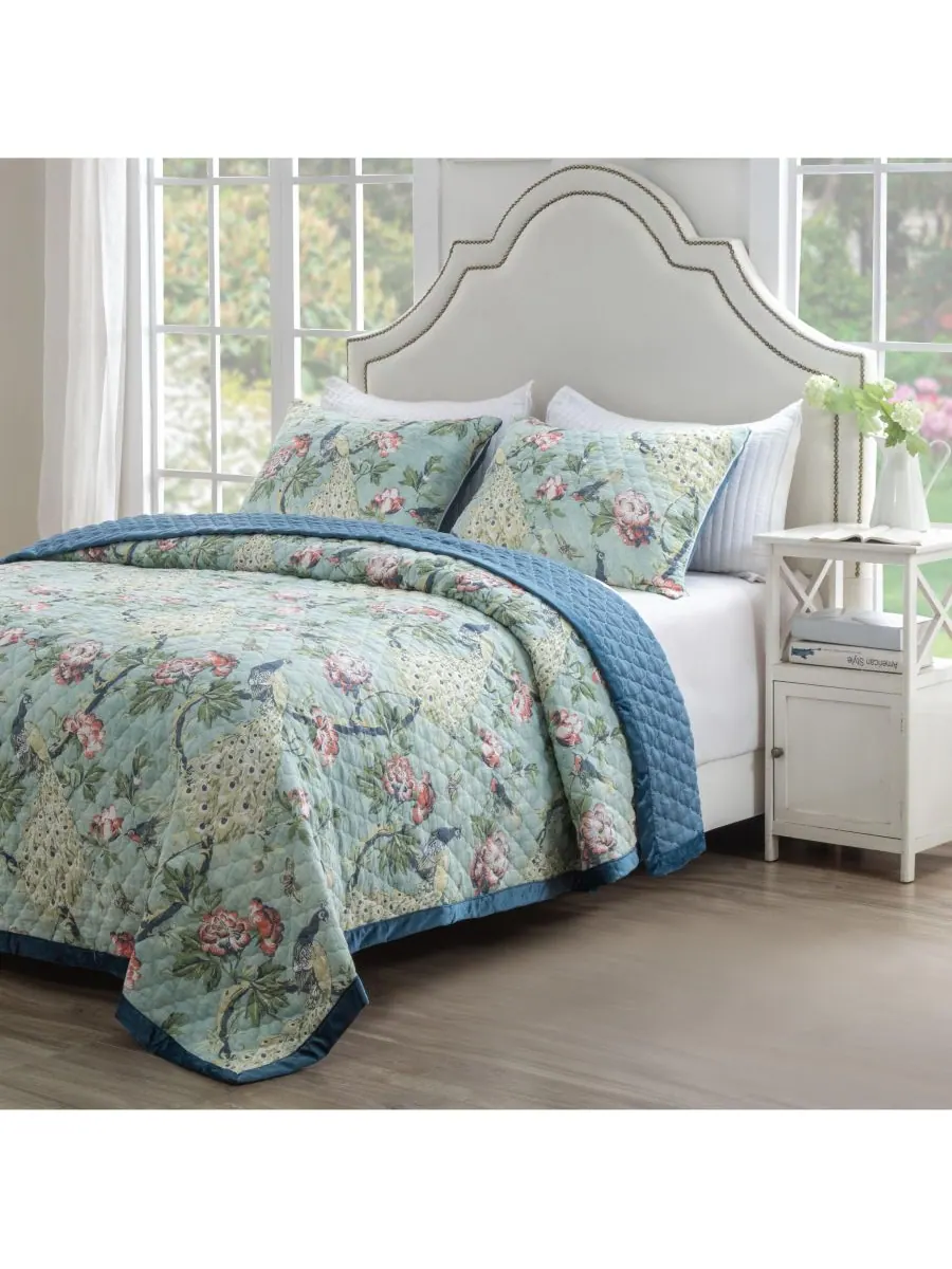 Комплект постельного белья Pavona из 3 предметов, размер Full/Queen Greenland Home Fashions — изображение 2 из 6, зеленый