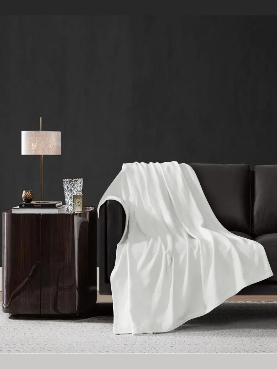 Классический хлопковый плед, 127 x 152 см Vince Camuto — изображение 4 из 4, белый