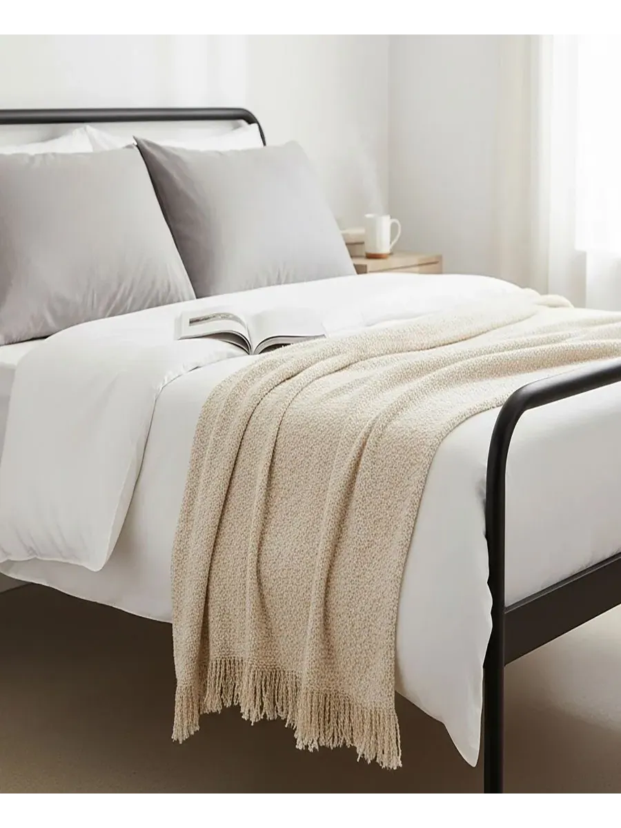 Плед Ruth Boucle Texture, 127 x 152 см Rizzy Home — изображение 2 из 8, бежевый