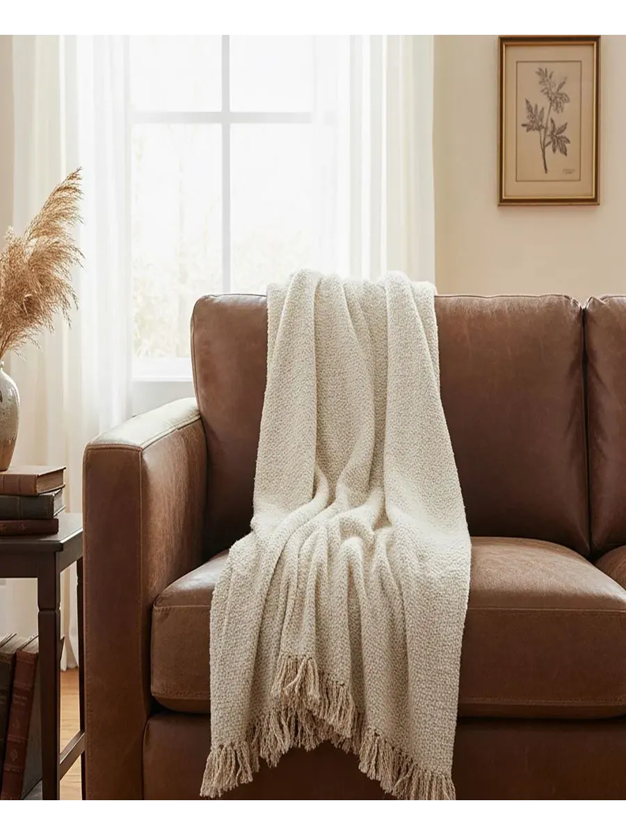 Плед Ruth Boucle Texture, 127 x 152 см Rizzy Home — изображение 5 из 8, бежевый