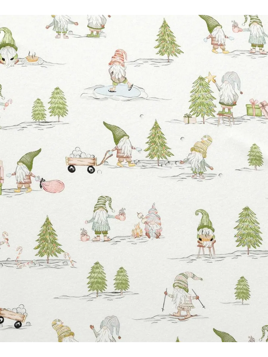 Комплект постельного белья из турецкого хлопка с рождественским принтом Yuletide Gnomes Linery & Co — изображение 4 из 6