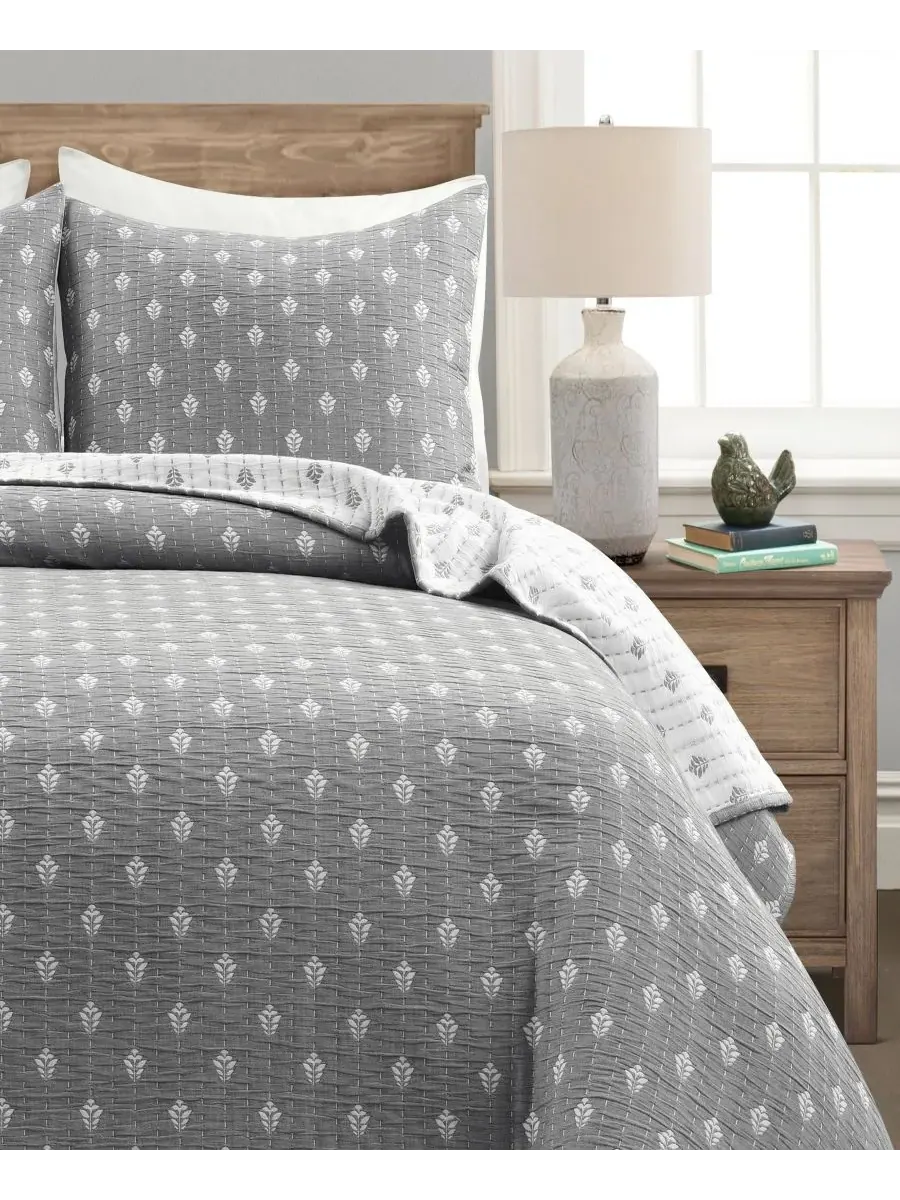 Комплект постельного белья Hygge Kantha Pick Stitch из хлопка, окрашенного пряжей, 3 предмета