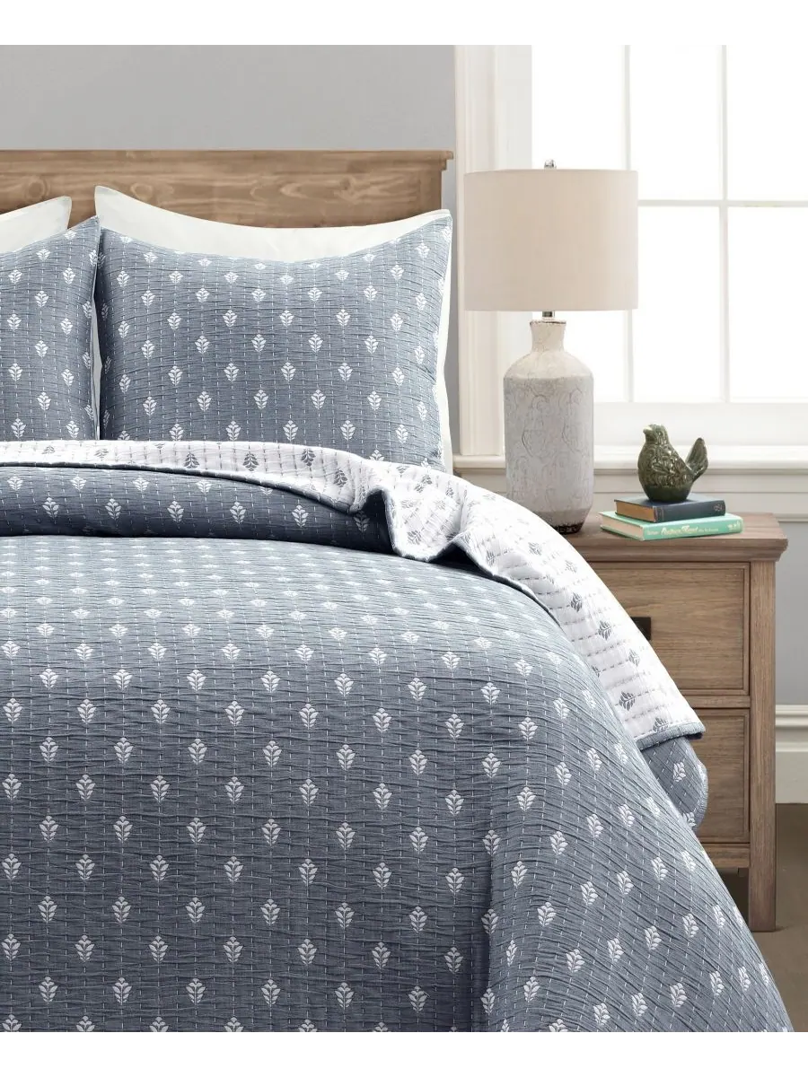 Комплект постельного белья Hygge Kantha из 3 предметов, выполненный в технике жаккардовой вязки с — изображение 1 из 5
