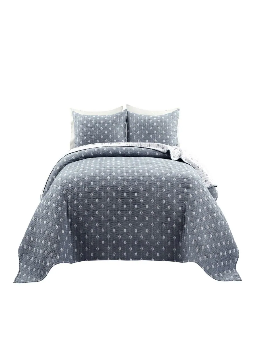 Комплект постельного белья Hygge Kantha из 3 предметов, выполненный в технике жаккардовой вязки с — изображение 2 из 5