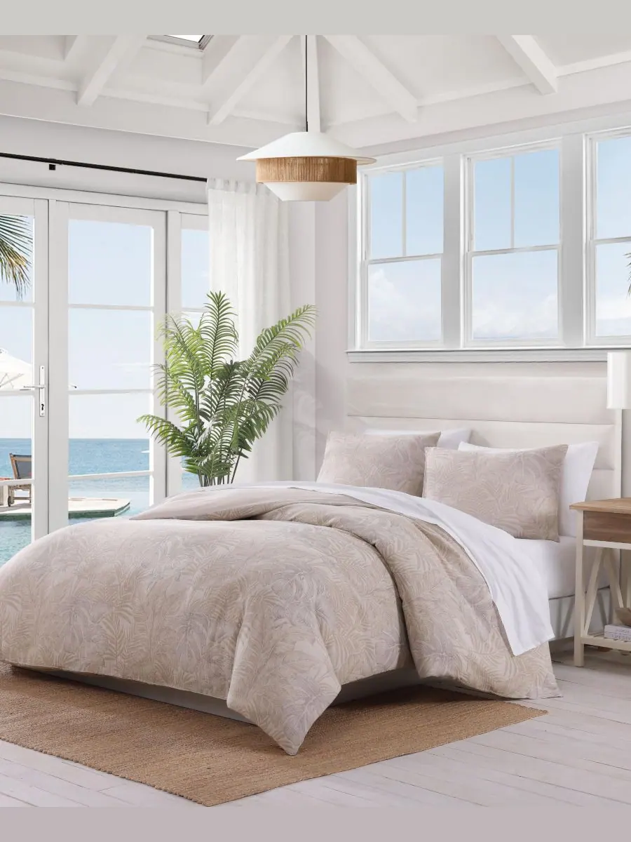 Комплект постельного белья Tommy Bahama Jungle Palms из хлопка, 3 предмета, размер King Tommy — изображение 2 из 10, бежевый