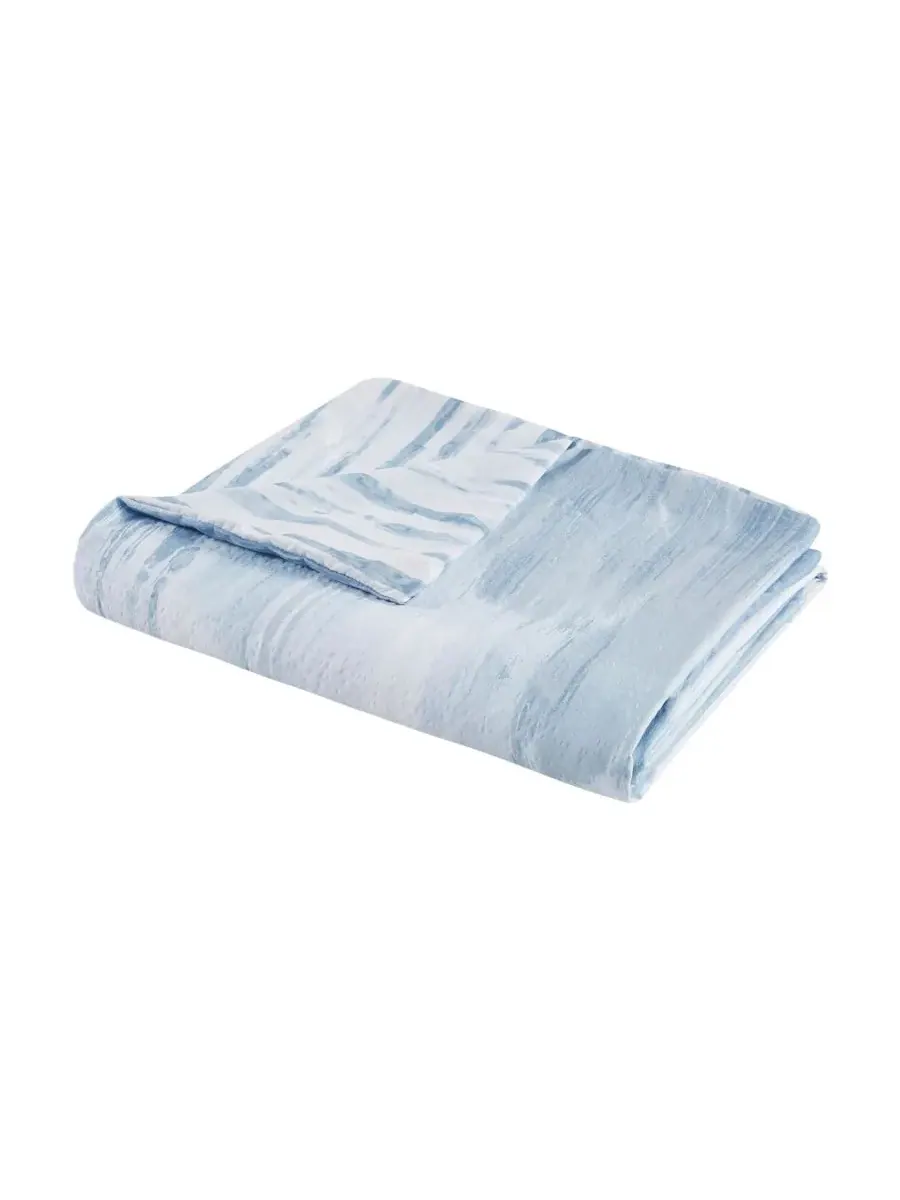Комплект постельного белья Natori Brush Stroke Oversized Reversible Seersucker из 3 предметов — изображение 2 из 10, синий