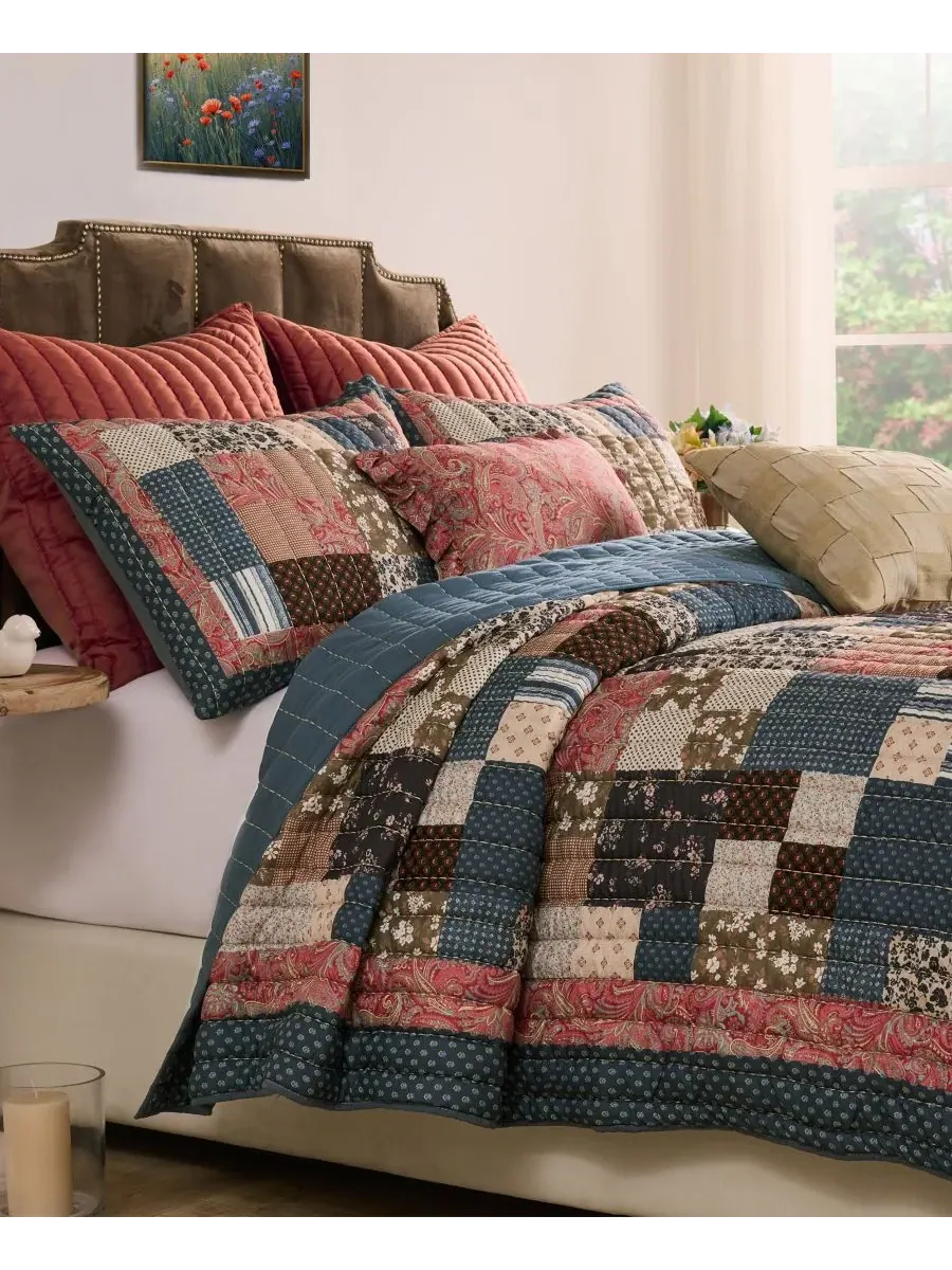 Комплект постельного белья Shiloh Patchwork из 3 предметов, размер King/California King Greenland