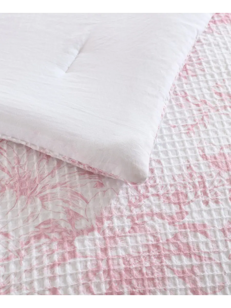 Комплект постельного белья delphine poly waffle, 3 предмета, размер full/queen. Laura Ashley — изображение 5 из 7, розовый