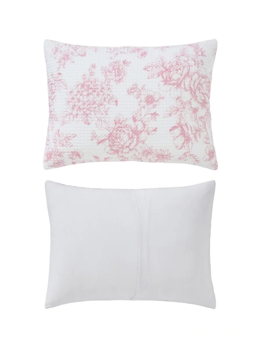 Комплект постельного белья delphine poly waffle, 3 предмета, размер full/queen. Laura Ashley — изображение 7 из 7, розовый