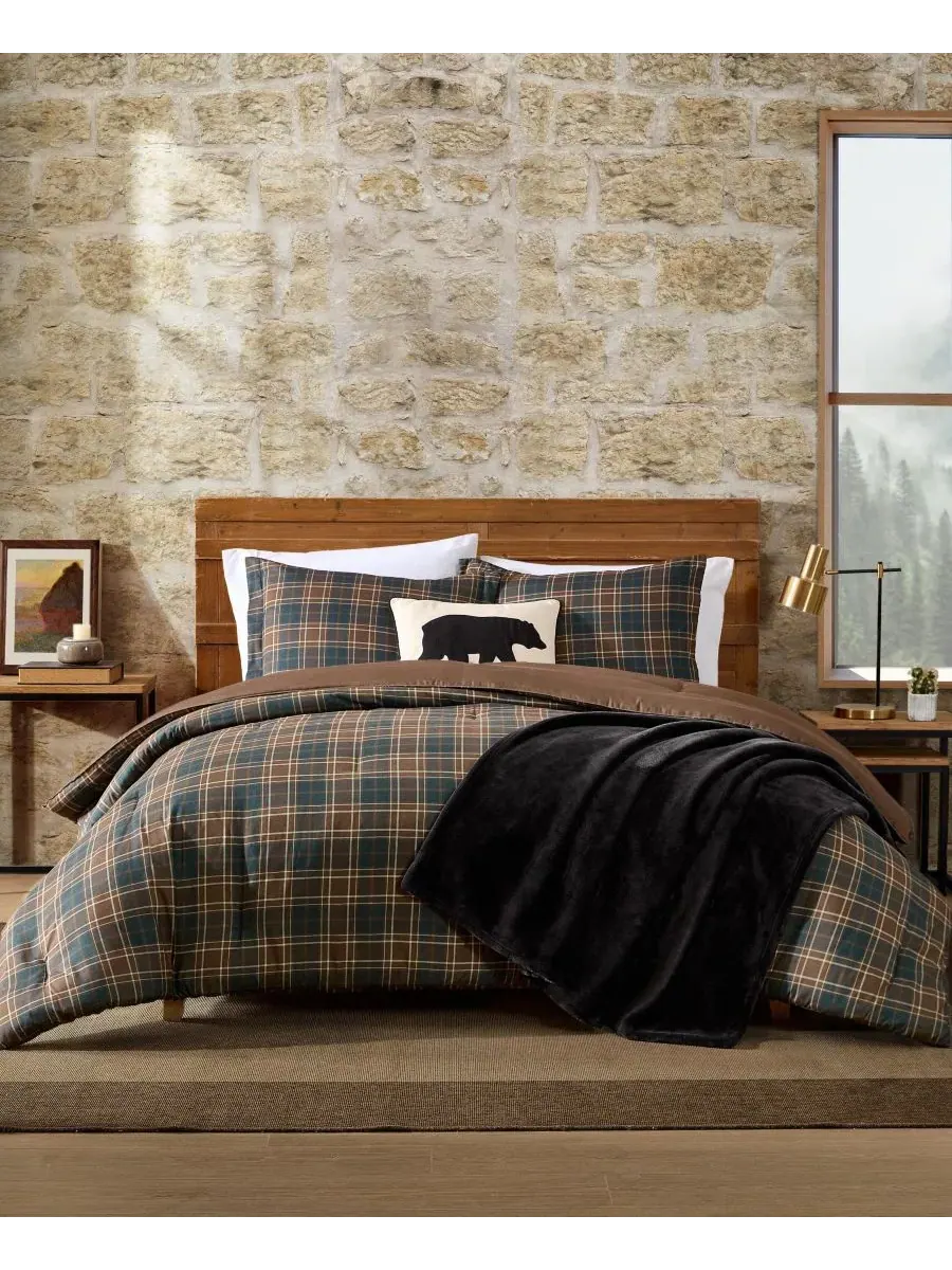 Комплект постельного белья Huntley Plaid из микрофибры, 3 предмета, размер King Eddie Bauer