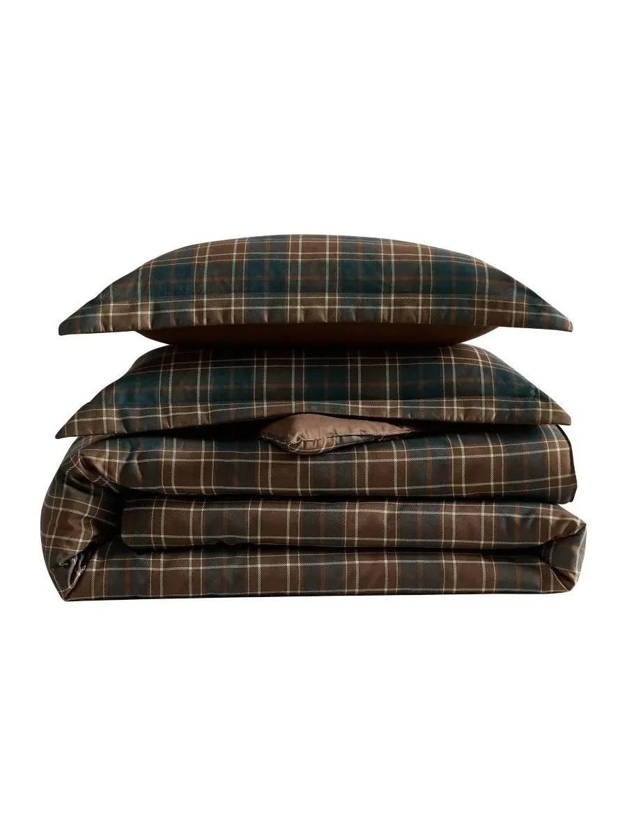 Комплект постельного белья Huntley Plaid из микрофибры, 3 предмета, размер King Eddie Bauer — изображение 7 из 8, коричневый