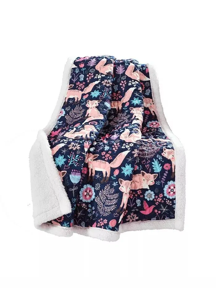 Плед Pixie Fox из шерпы для детей, 60 x 50 дюймов Lush Décor — изображение 2 из 7, темно-синий розовый