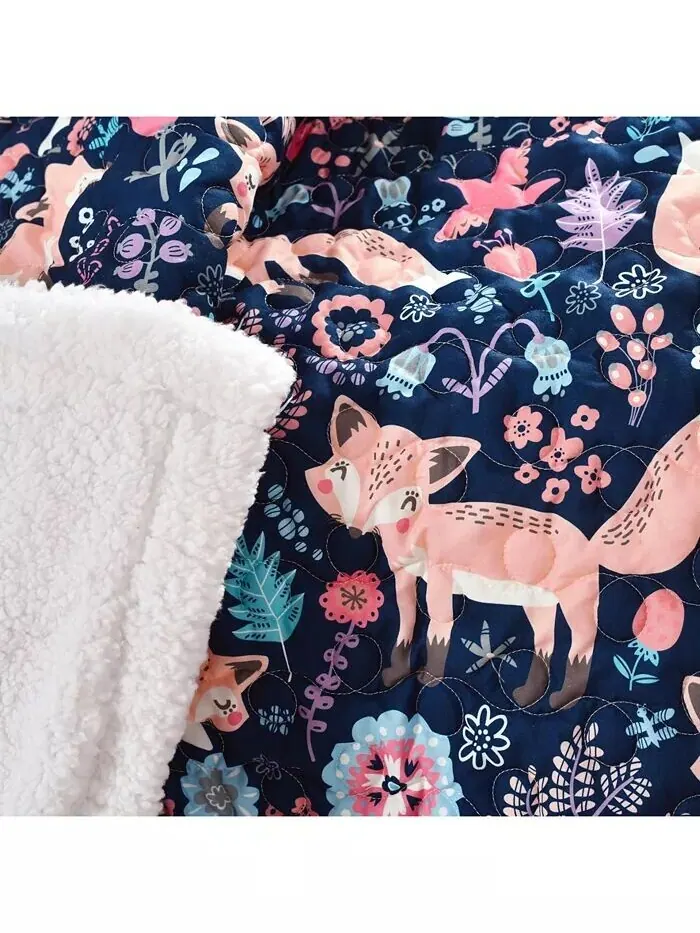 Плед Pixie Fox из шерпы для детей, 60 x 50 дюймов Lush Décor — изображение 4 из 7, темно-синий розовый