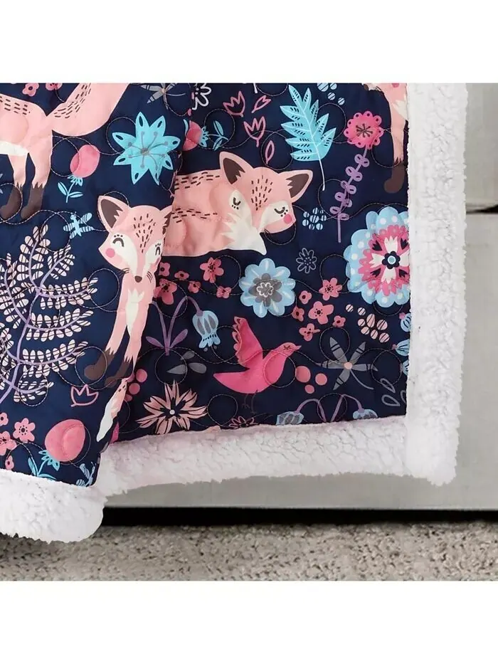 Плед Pixie Fox из шерпы для детей, 60 x 50 дюймов Lush Décor — изображение 5 из 7, темно-синий розовый