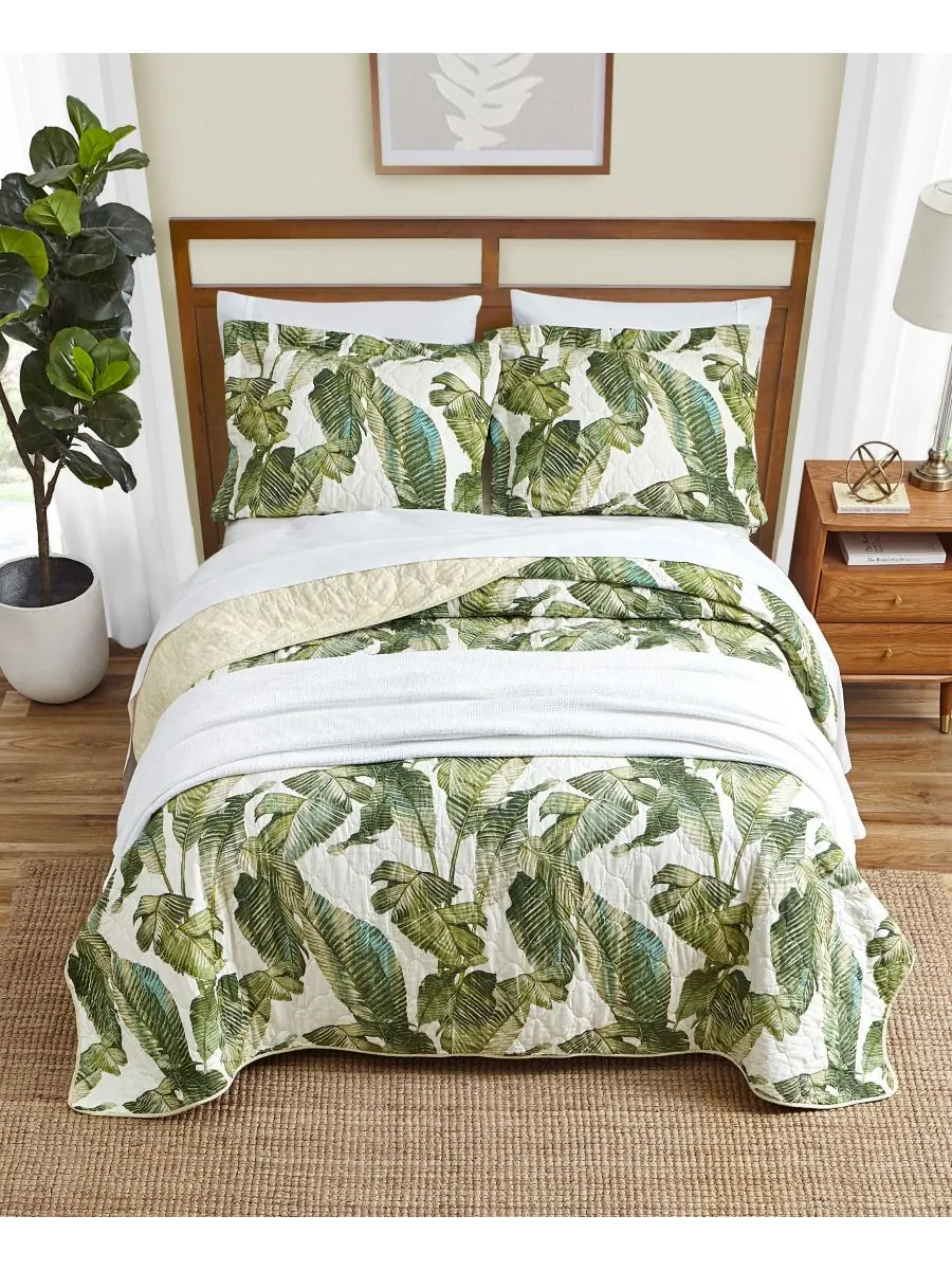 Комплект постельного белья Fiesta Palms из хлопка, 3 предмета, размер King Tommy Bahama Home — изображение 2 из 6, зеленый