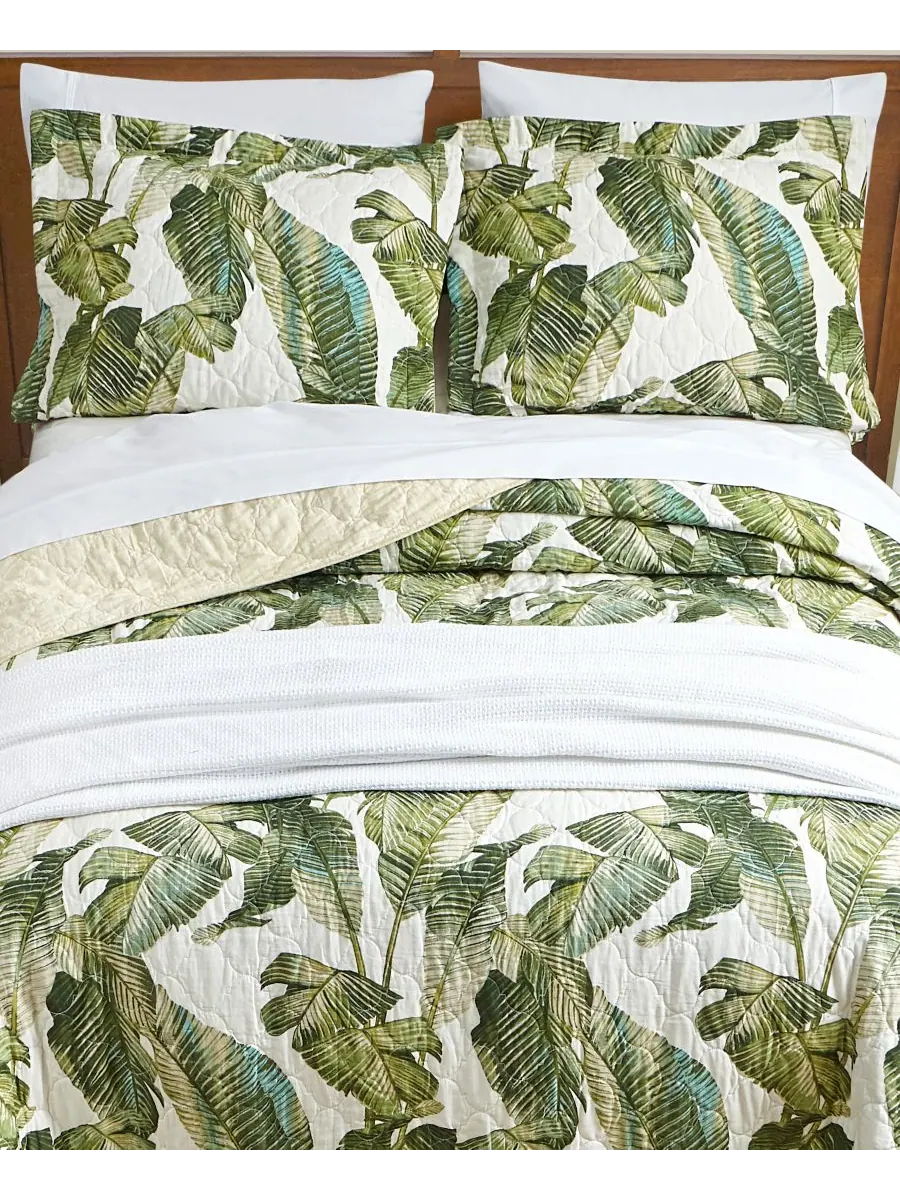 Комплект постельного белья Fiesta Palms из хлопка, 3 предмета, размер King Tommy Bahama Home — изображение 3 из 6, зеленый