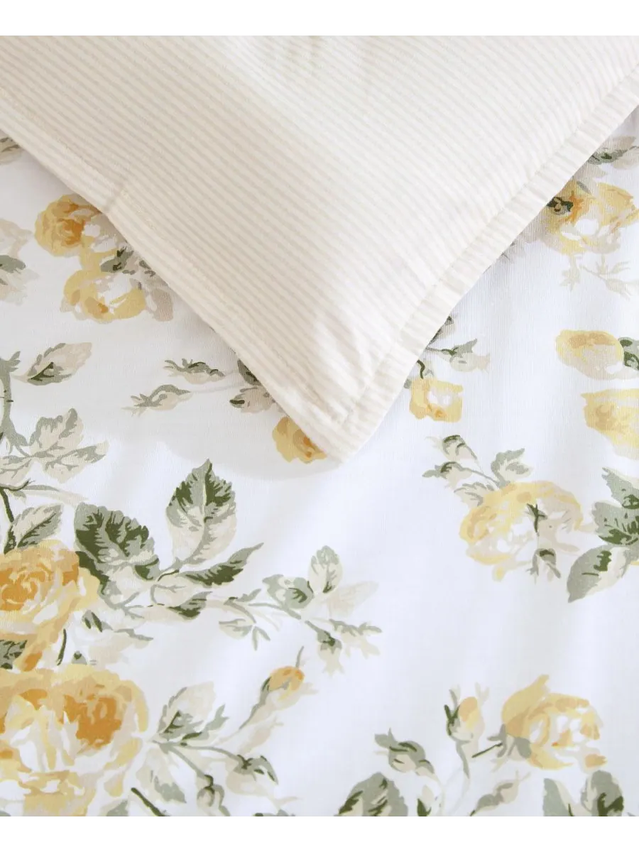Комплект постельного белья «Розы» из атласа, 2 предмета, размер Twin Laura Ashley — изображение 4 из 8, золотистый/зеленый