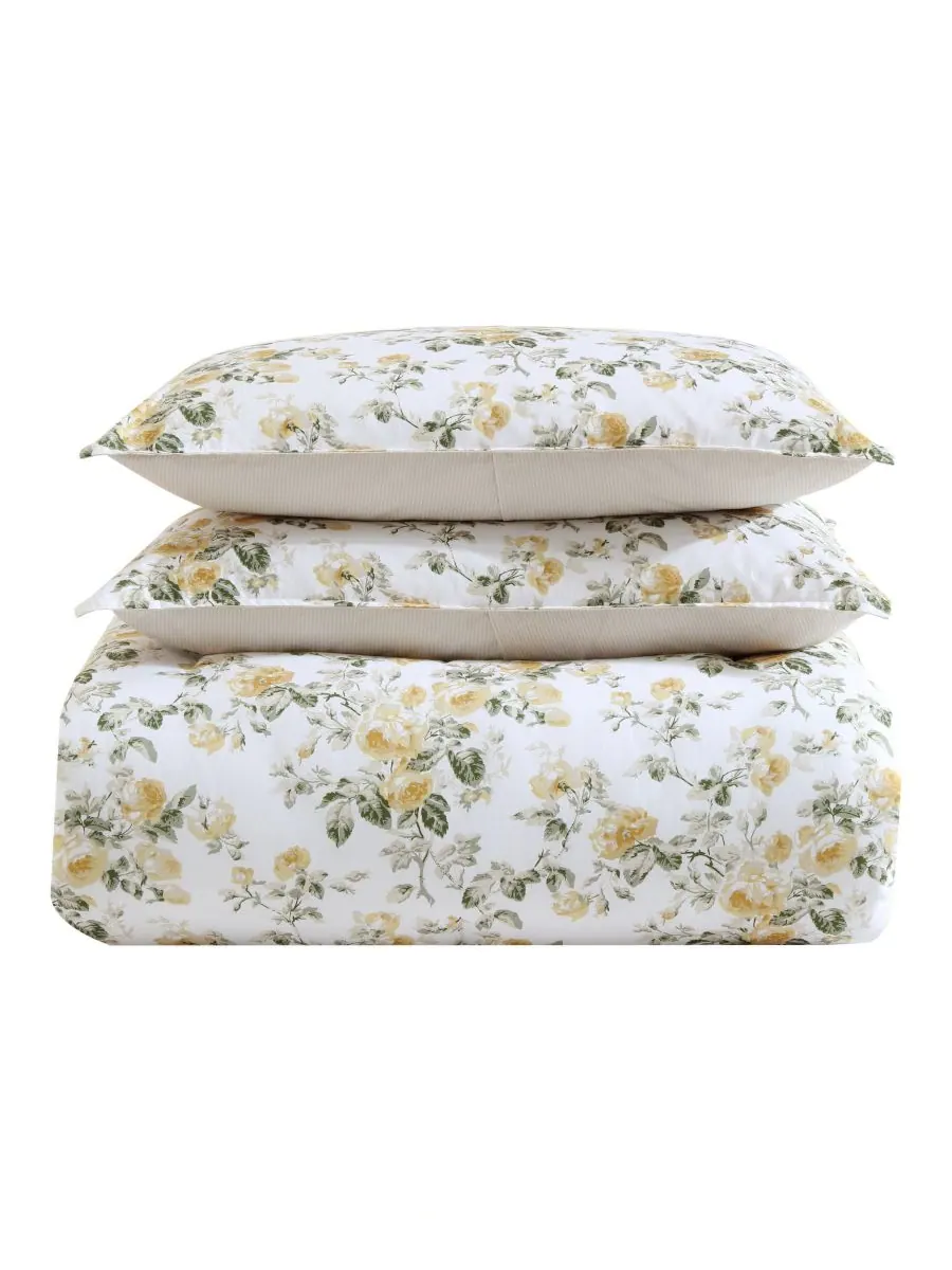 Комплект постельного белья «Розы» из атласа, 2 предмета, размер Twin Laura Ashley — изображение 6 из 8, золотистый/зеленый