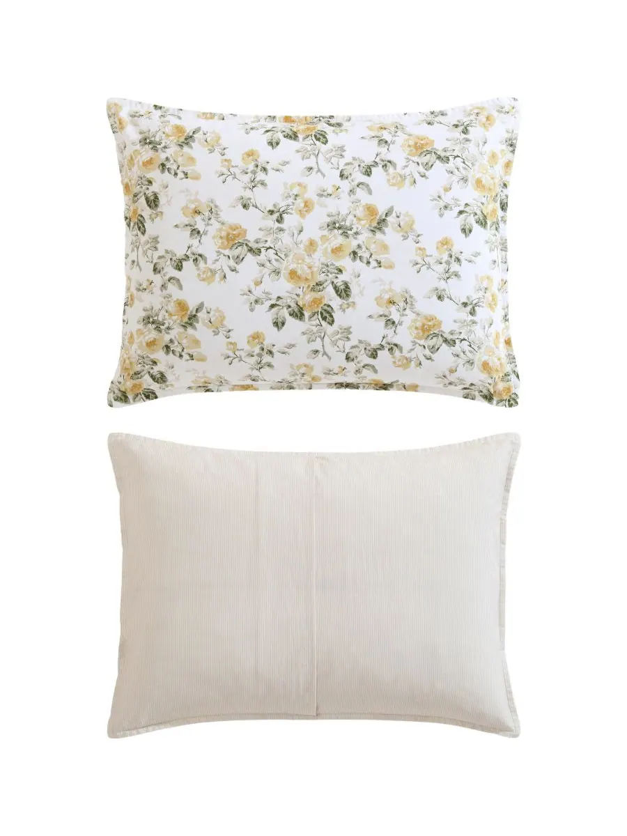 Комплект постельного белья «Розы» из атласа, 2 предмета, размер Twin Laura Ashley — изображение 7 из 8, золотистый/зеленый