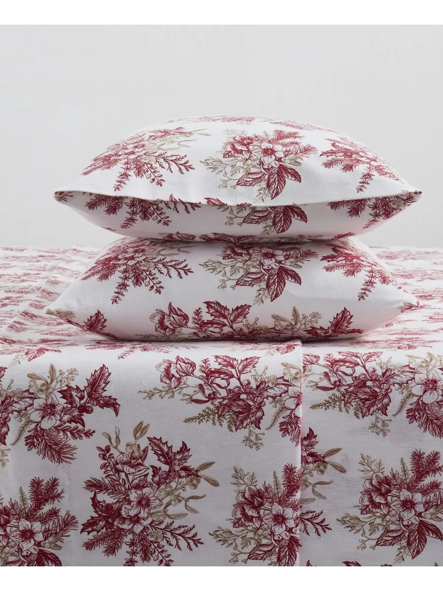 Комплект постельного белья Home Toile из 100% хлопковой фланели, 4 предмета, размер Full Tahari — изображение 4 из 6, красный