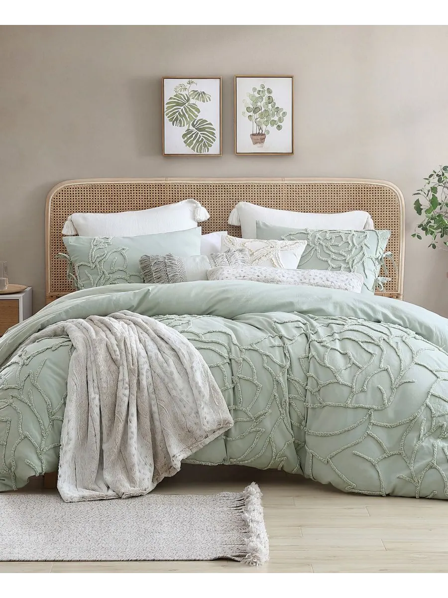 Комплект постельного белья Chenille Rose, 3 предмета, размер Full/Queen Peri Home — изображение 3 из 5, зеленый