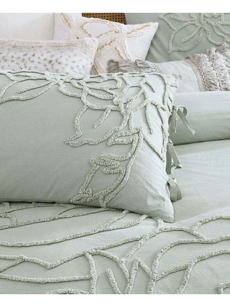 Комплект постельного белья Chenille Rose, 3 предмета, размер Full/Queen Peri Home — изображение 4 из 5, зеленый