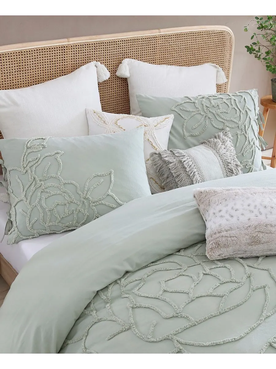 Комплект постельного белья Chenille Rose, 3 предмета, размер Full/Queen Peri Home — изображение 5 из 5, зеленый