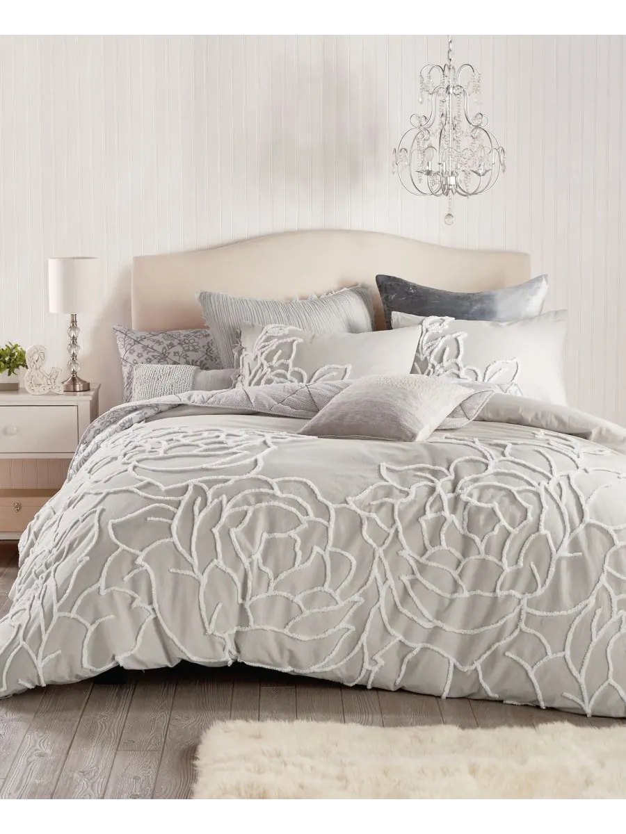 Комплект постельного белья Chenille Rose, 3 предмета, размер Full/Queen Peri Home — изображение 3 из 6, серый