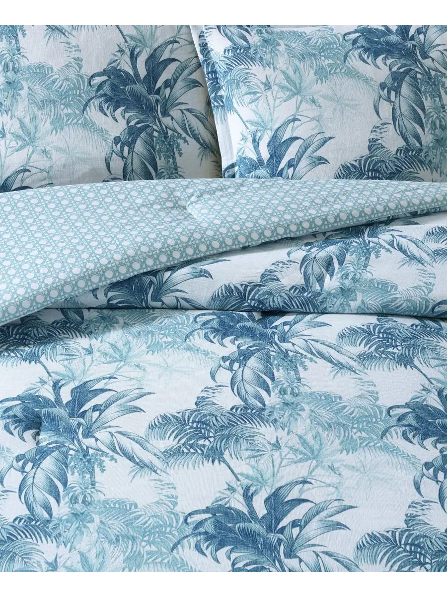 Комплект постельного белья Tommy Bahama Legacy Palms, 3 предмета, двусторонний, размер Full/Queen — изображение 4 из 9, синий