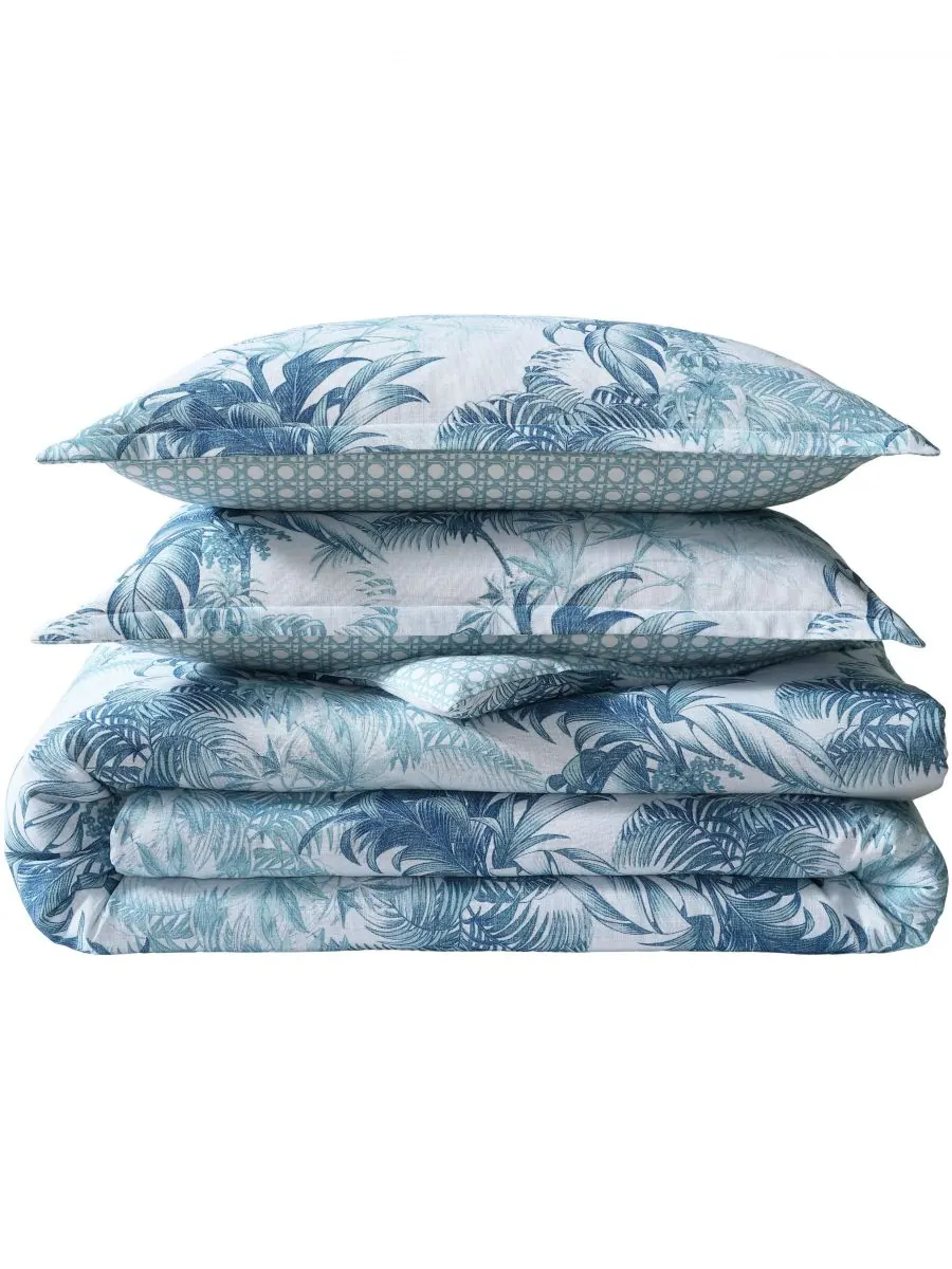 Комплект постельного белья Tommy Bahama Legacy Palms, 3 предмета, двусторонний, размер Full/Queen — изображение 8 из 9, синий