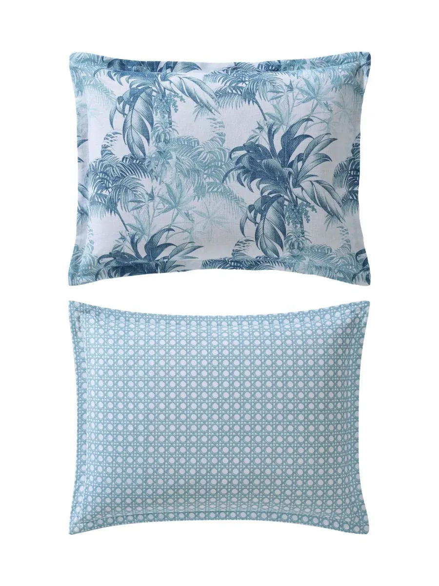 Комплект постельного белья Tommy Bahama Legacy Palms, 3 предмета, двусторонний, размер Full/Queen — изображение 9 из 9, синий